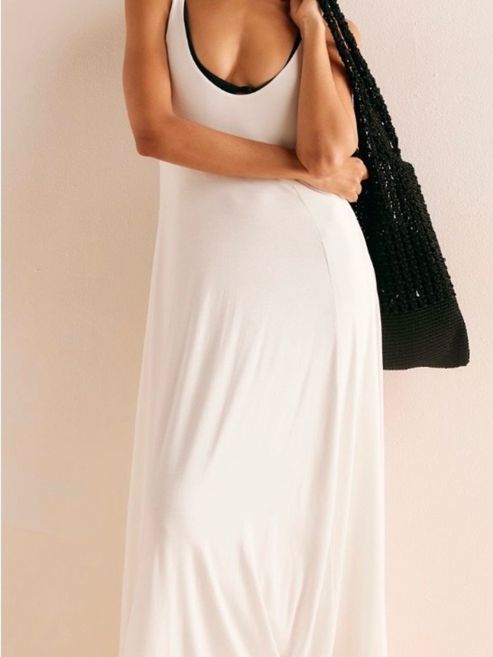 Free People Cream Felix Maxi Scoop Neck Tank Dress - Picture 2 of 4